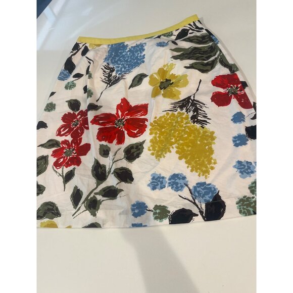 Boden Floral A-Line Skirt UK10/US6 Yellow Trim Cotton Blend - Picture 7 of 8